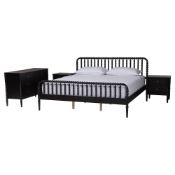Baxton Studio Lucera 4-Piece Bedroom Set, Black, King Baxton Studio restaurant furniture, hotel furniture, commercial furniture, wholesale bedroom furniture, wholesale king, classic king
